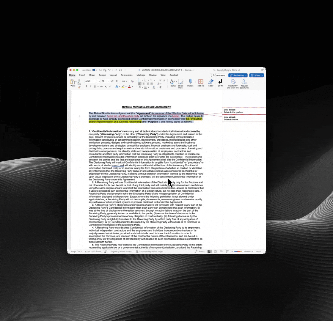 How to ask questions in GC AI for Word