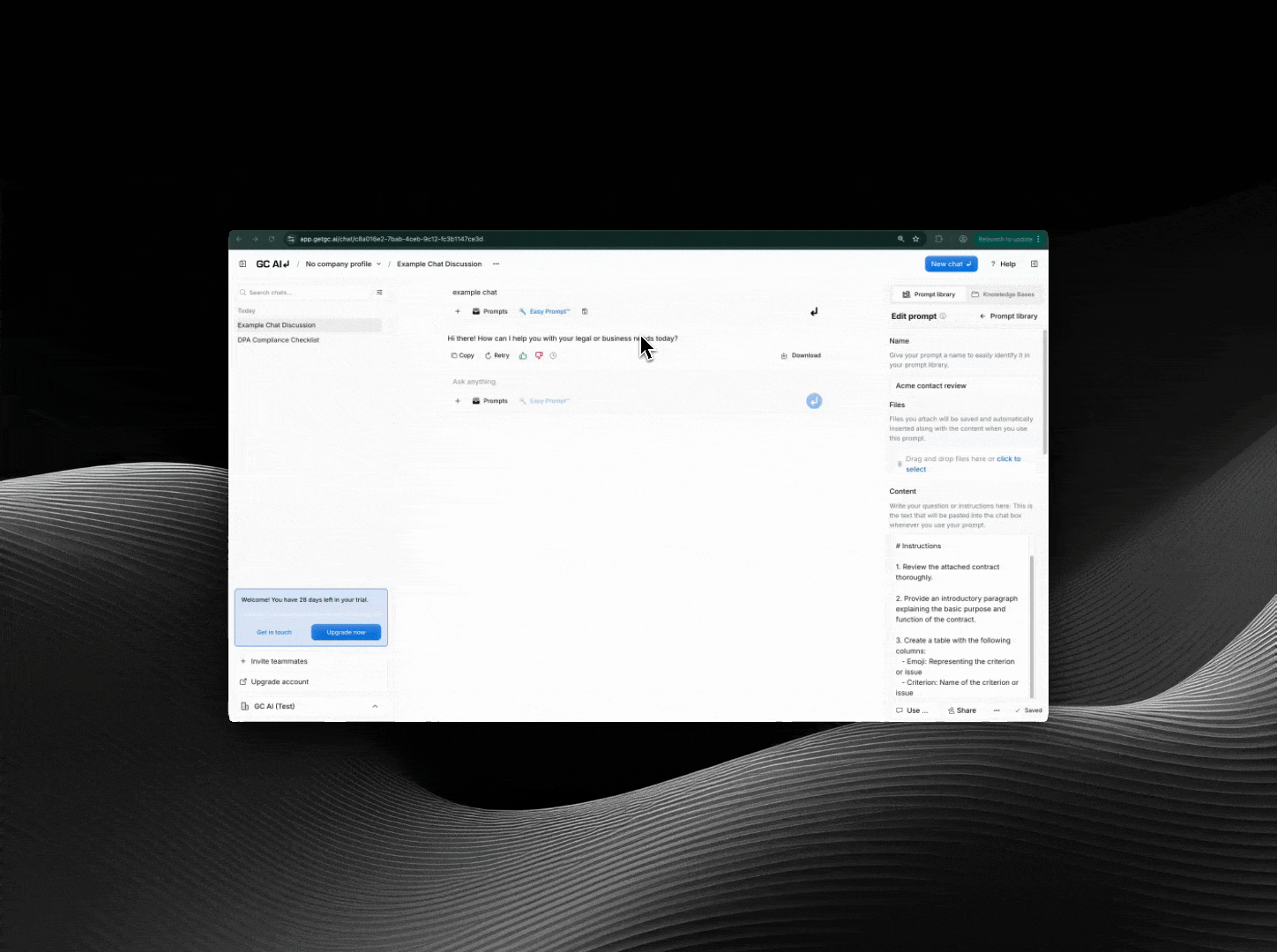 Demonstration of sharing a chat